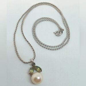 * Vintage Krementz 925 Sterling Silver Genuine Pearl Necklace